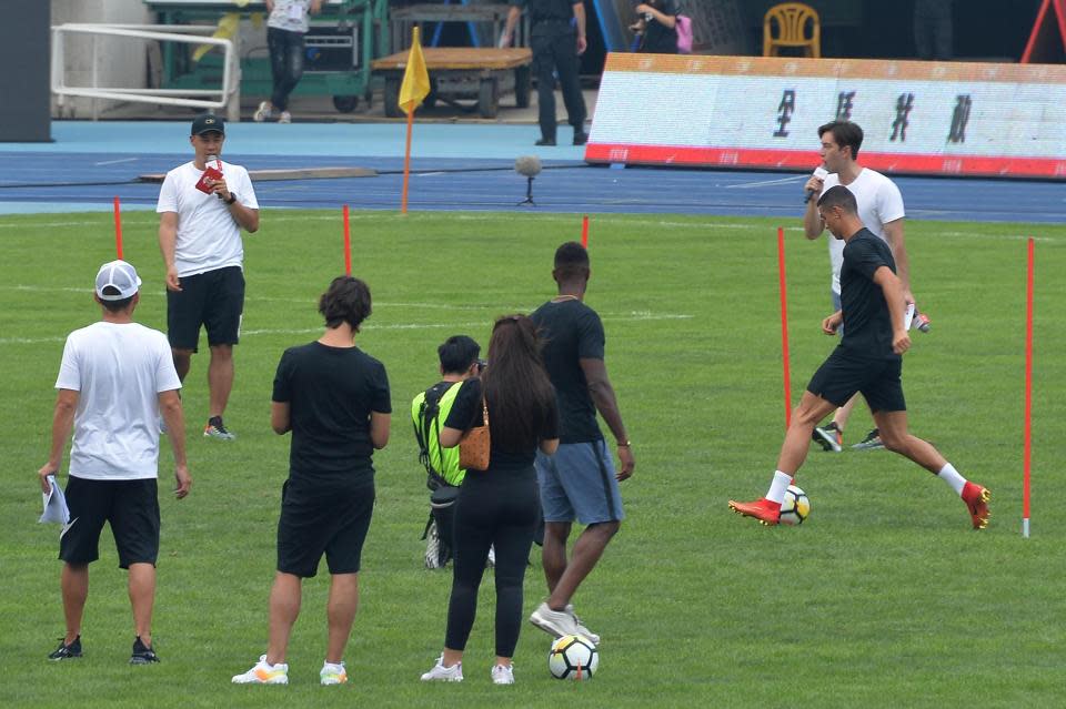 Ronaldo weaves his way through some obstacle drills (Alamy Live)