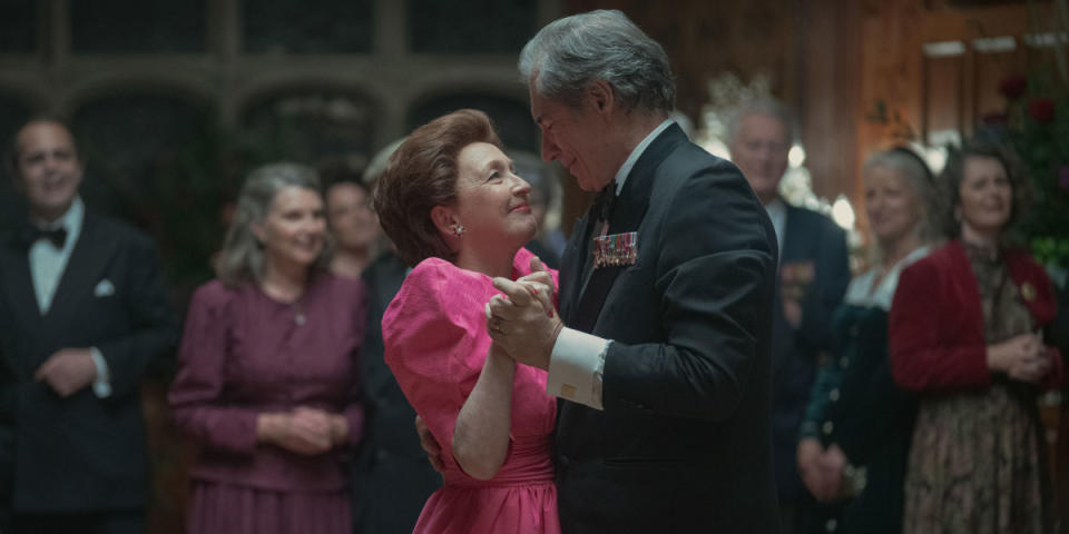 Princess Margaret (Lesley Manville) and Peter Townsend (Timothy Dalton) in "The Crown" Season 5 on Netflix<p>Netflix</p>