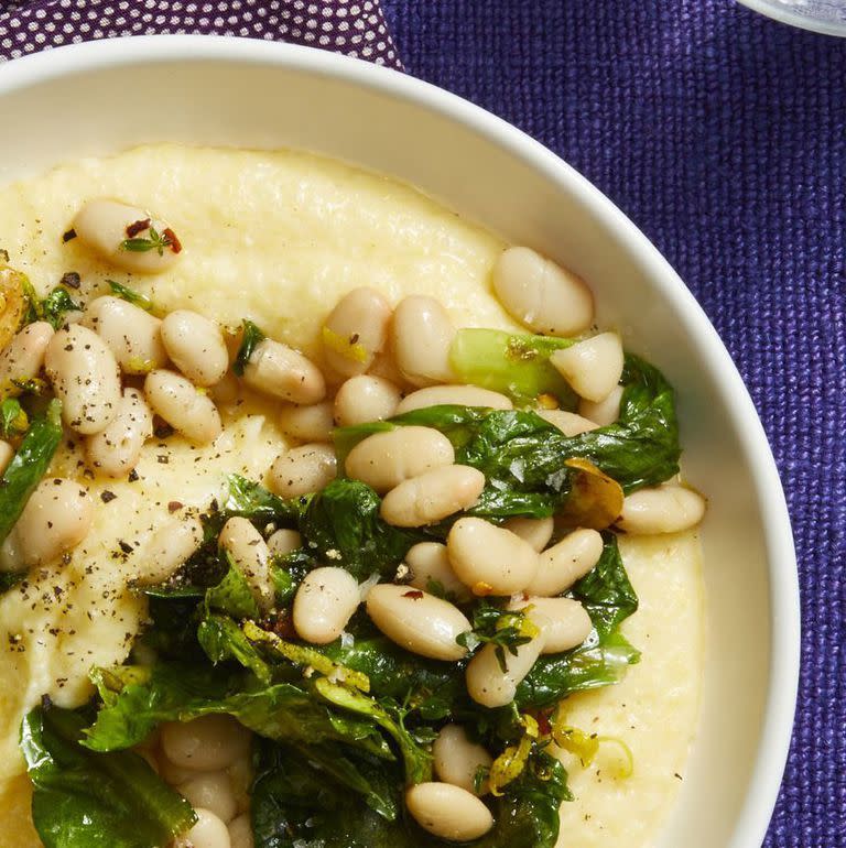 Beans and Greens with Lemon-Parmesan Polenta