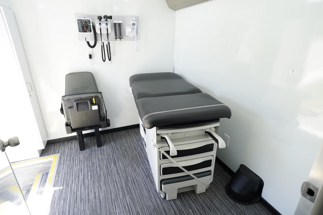 The exam room of Rockland County's new mobile vaccination unit on display at the Yeager Health Complex in Pomona. Thursday, April 25, 2024.