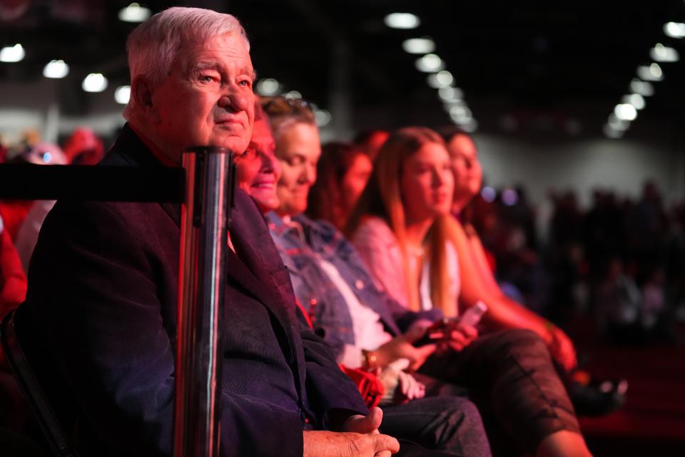 Cincinnati Reds CEO Bob Castellini listens during Redsfest, Friday, Dec. 2, 2022, at Duke Energy Convention Center in Cincinnati.