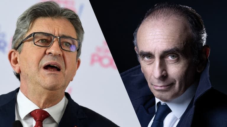 Jean-Luc Mélenchon et Éric Zemmour - Montages photo AFP - Bertrand Guay - Joël Saget