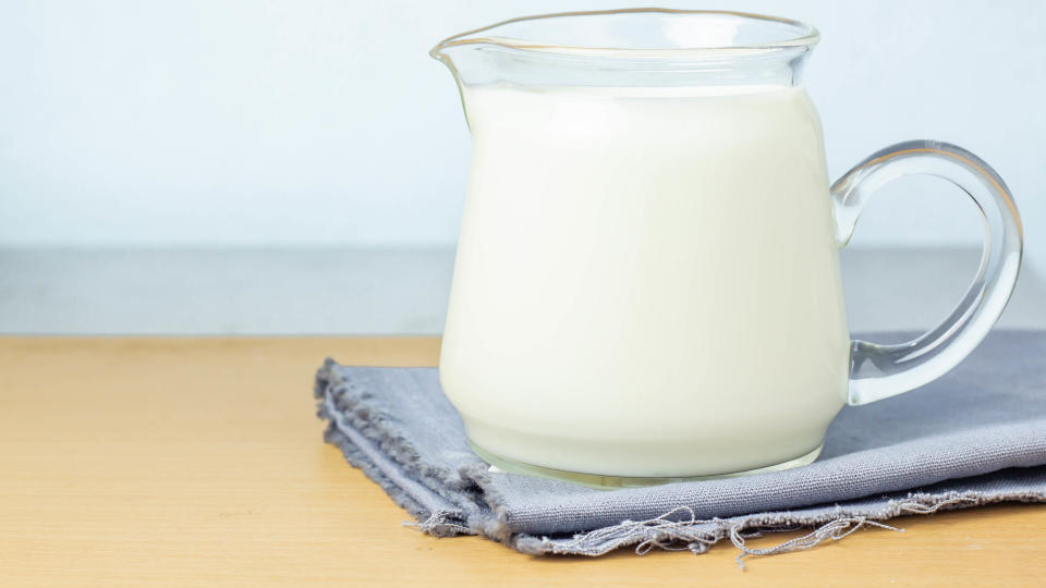 Milk in a glass jar