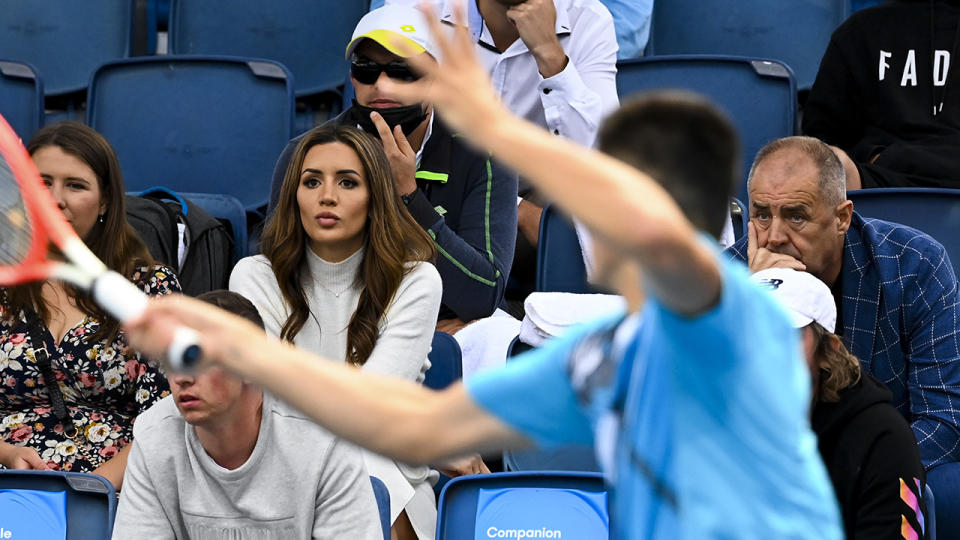 Vanessa Sierra and John Tomic, pictured here during Bernard Tomic's first round match at the Australian Open.