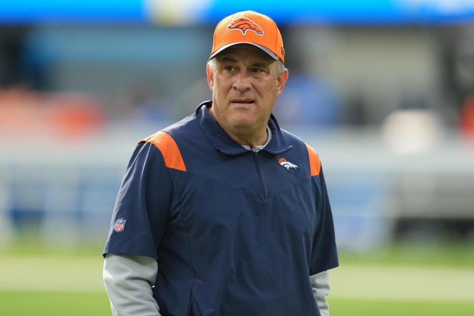 Broncos head coach Vic Fangio before a game vs. the Chargers.