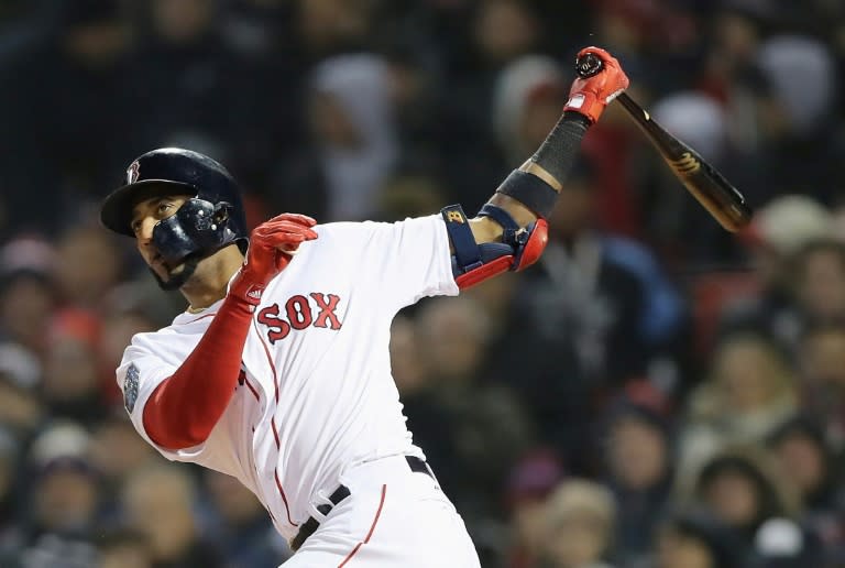 Boston's Eduardo Nunez smashed a three-run homer as the Red Sox beat the Los Angeles Dodgers 8-4 in the World Series opener