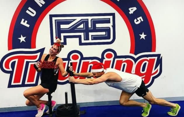 Georgia Love and boyfriend Lee Elliot enjoy a good session of F45 together. Source: Instagram @leeroyelliott