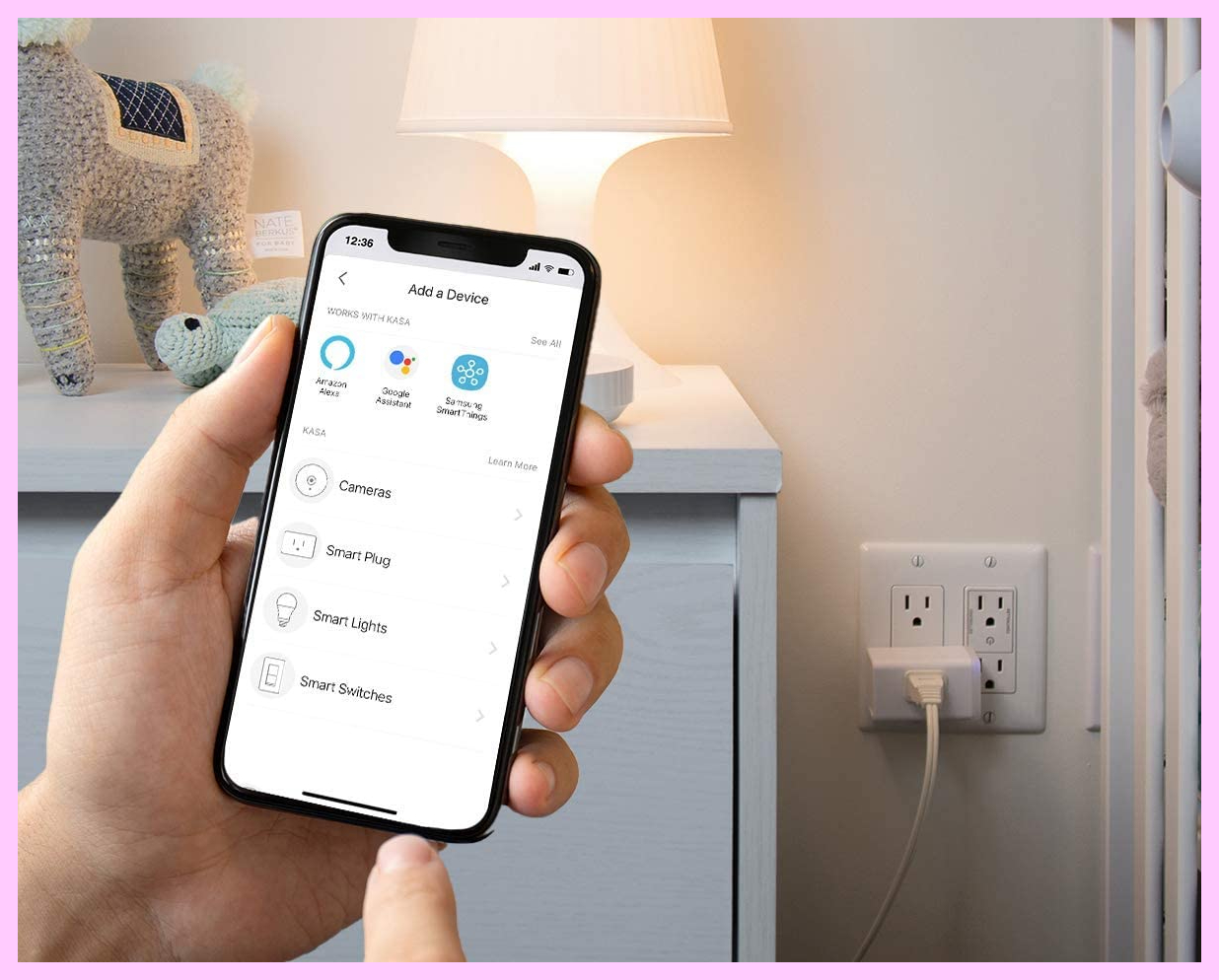 Smart phone controlling the TP-Link Kasa smart plugs