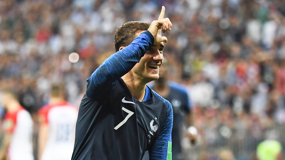 Griezmann celebrates his goal with an ‘L’ to his head. Pic: Getty