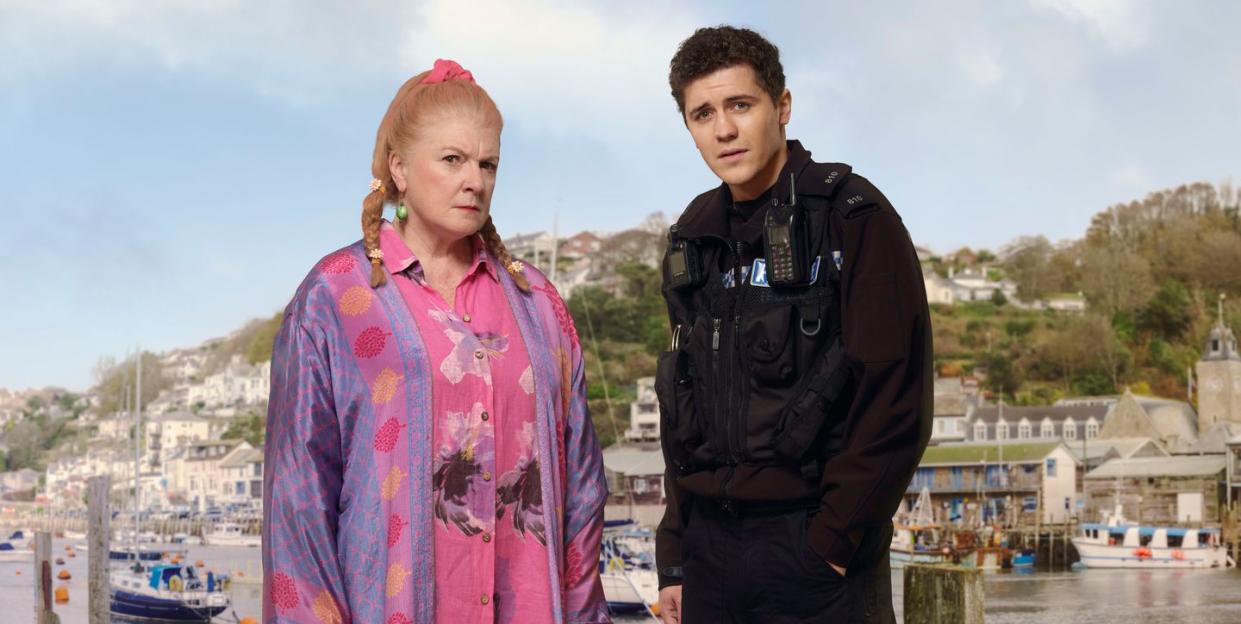 felicity montagu as margo martins, dylan llewellyn as pc kelby hartford, beyond paradise season 2