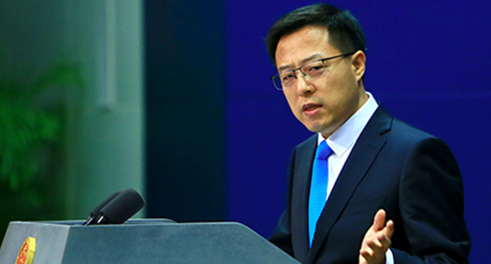 Zhao Lijian has criticised Australia over its "erroneous" behaviour. Source: FMPRC