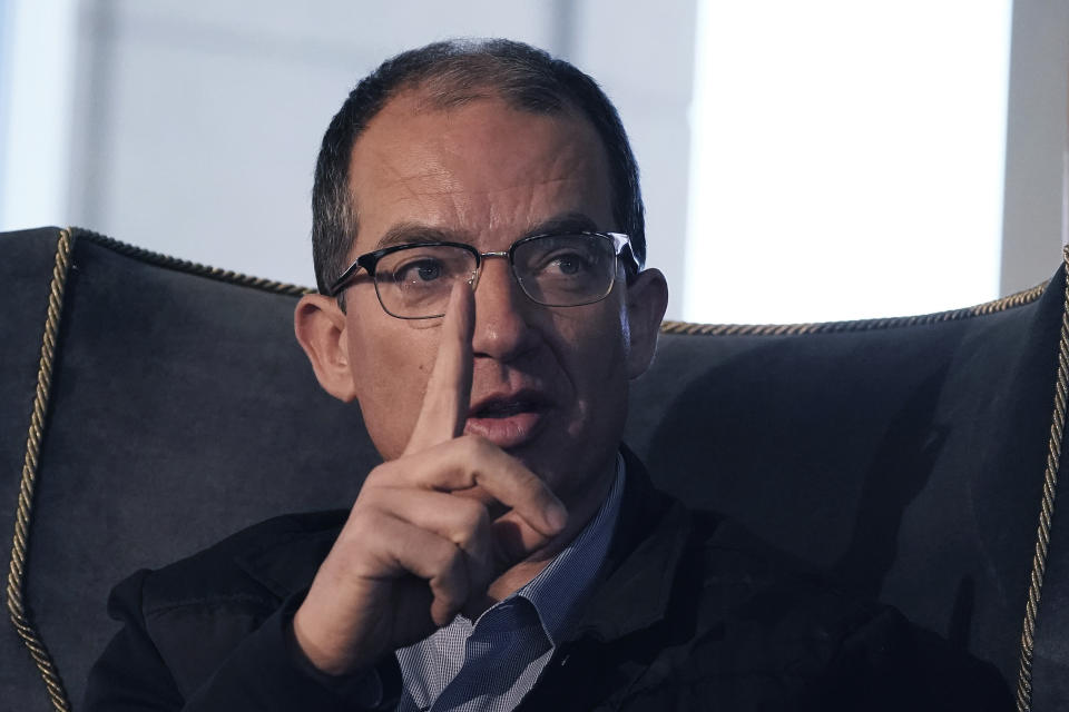 Moderna CEO Stephane Bancel during a gathering of the Boston College Chief Executives Club, Monday, April 4, 2022, in Boston. (AP Photo/Charles Krupa)