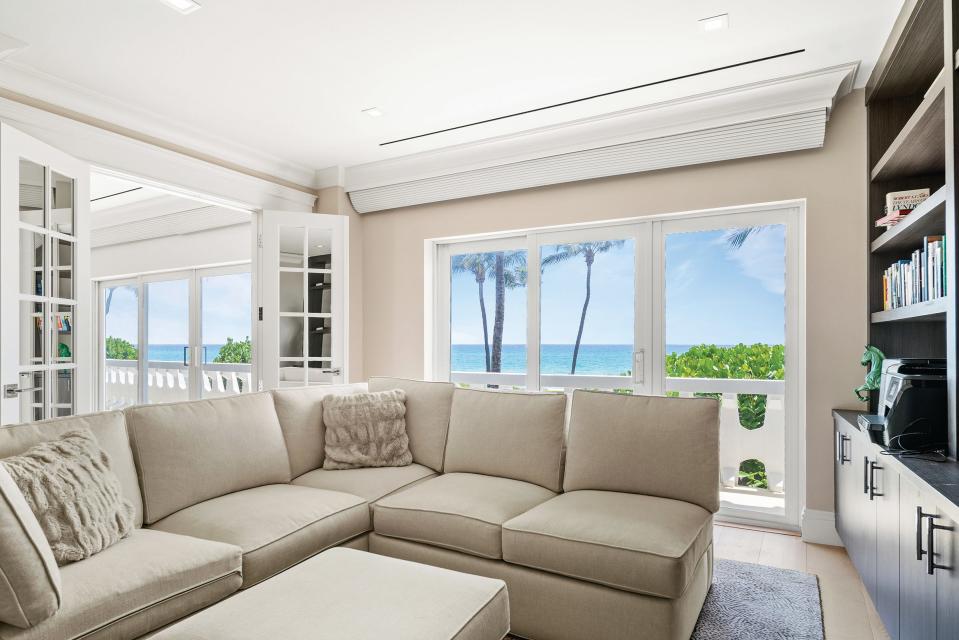 The family room of Unit 2D of the 300 Building, 300 S. Ocean Blvd. in Palm Beach.