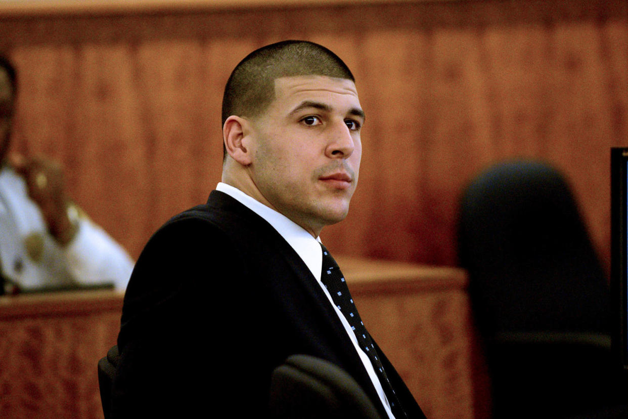 Aaron Hernandez (Ted Fitzgerald/The Boston Herald via AP file)