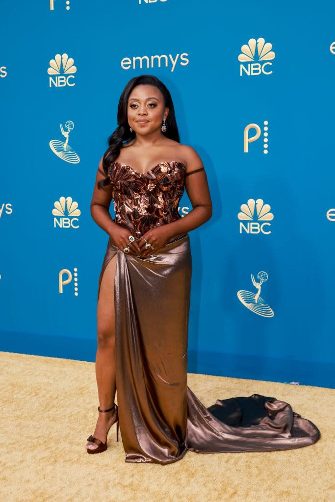 Quinta Brunson attends the “74th Emmy Awards” on Sept. 12, 2022 at the Microsoft Theater in Los Angeles. (Allen J. Schaben / Los Angeles Times via Getty Images)