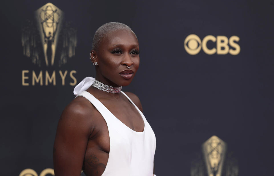 Cynthia Erivo arrives at the 73rd Emmy Awards at the JW Marriott on Sept. 19, 2021, at L.A. LIVE in Los Angeles. - Credit: Danny Moloshok/Invision/AP