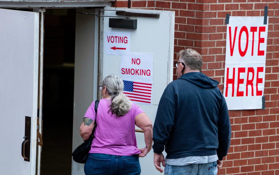 Voters arrive to vote at Dalraida Baptist Church in the Super Tuesday primary election in Montgomery, Ala., on Tuesday March 5, 2024.