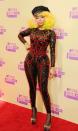 <p>Nicki Minaj gave the illusion of a corset in this clever, sequinned design.</p>