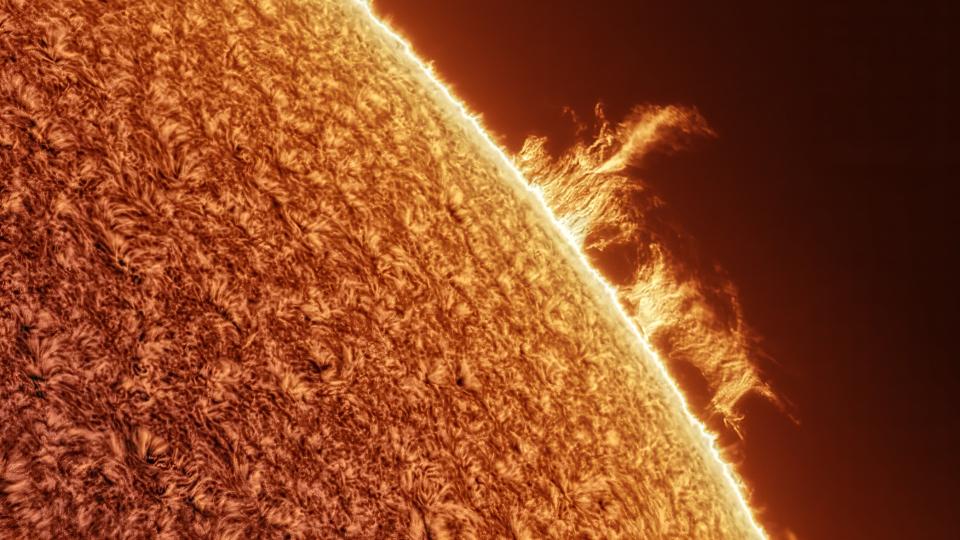  Fiery swirls of plasma on the sun's surface. 