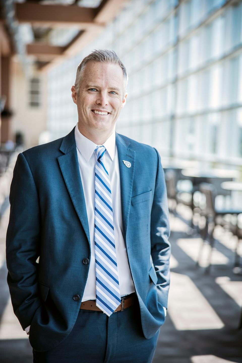 Portrait of President and CEO of the Tennessee Titans Burke Nihill at Nissan Stadium in Nashville, Tennessee. (Donald Page/Tennessee Titans)