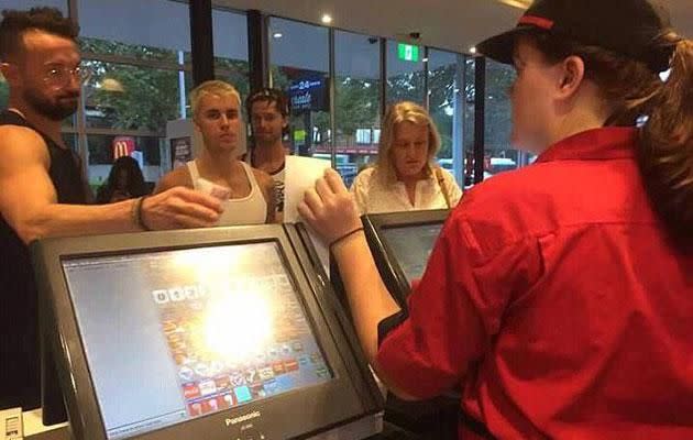 Beiber in Cremorne McDonalds in Sydney. Source: Facebook