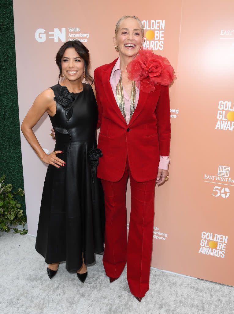 sharon stone red suit