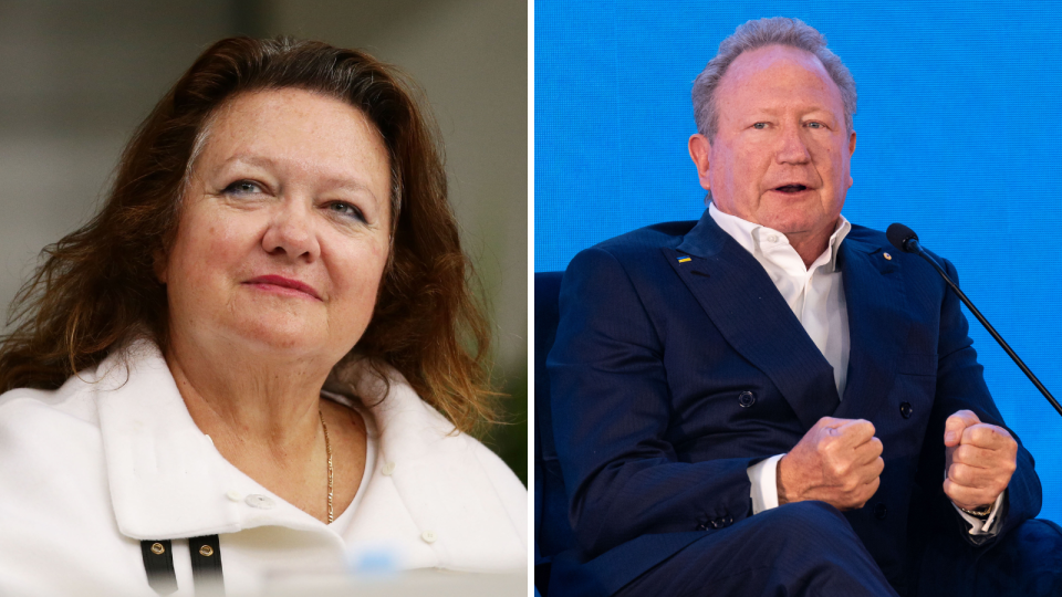 Richest Australians Gina Rineheart and Andrew Twiggy Forrest.