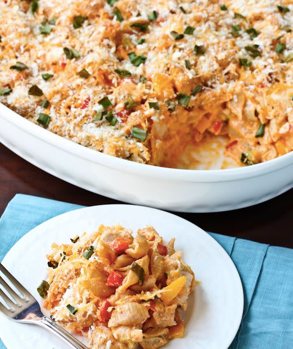 <strong>Get the <a href="http://www.aspicyperspective.com/2012/02/buffalo-chicken-mac-and-cheese.html">Buffalo Chicken Mac and Cheese recipe</a> from A Spicy Perspective</strong>