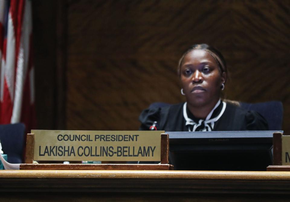 Yonkers City Council President Lakisha Collins-Bellamy cast the deciding vote to extend term limits for Yonkers city officials during a meeting at City Hall Nov. 22, 2022. The Yonkers City Council voted to extend term limits, which will allow Mayor Mike Spano to run for a fourth consecutive four year term.