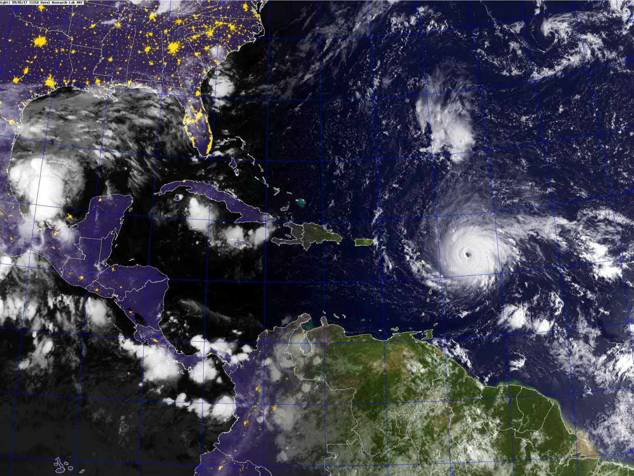 Hurricane Irma, shown here in a satellite image from September 5, 2017, is among the strongest Atlantic storms ever recorded: U.S. Navy photo/Handout via REUTERS