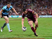 <p>Boyd got Queensland back in the game when he snuck past the injured Morris, but the Maroons trailed 12-8.</p>