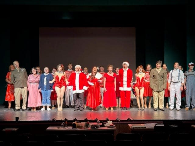 The cast of "White Christmas" prepares for its appearance on the New Castle Playhouse stage.