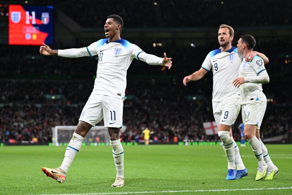 Rashford scored a brilliant goal on the break to put England ahead (The FA via Getty Images)