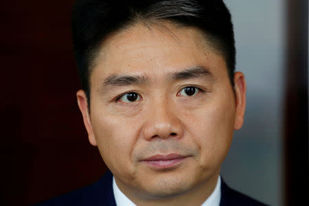 FILE PHOTO - JD.com founder Richard Liu attends a Reuters interview in Hong Kong, China June 9, 2017. REUTERS/Bobby Yip/File Picture