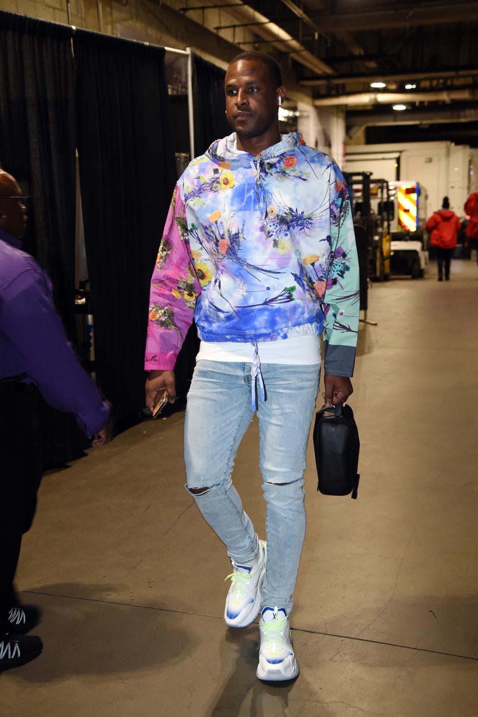 Dion Waiters wearing the hoodie before a game against the Los Angeles Clippers.