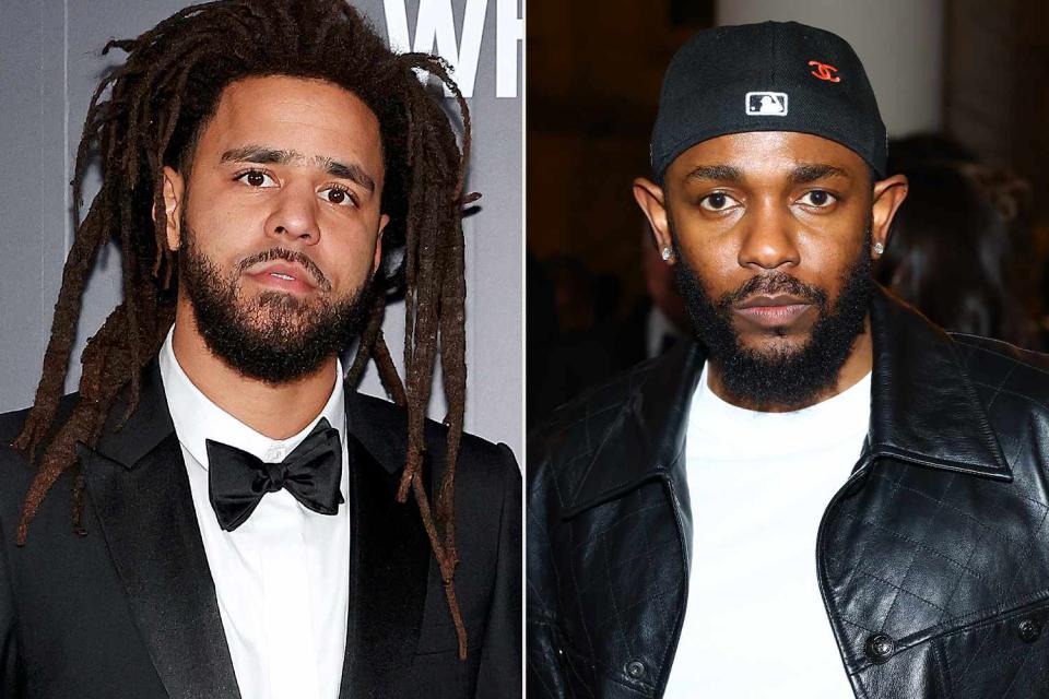 <p>Arturo Holmes/Getty; Arturo Holmes/MG23/Getty</p> J. Cole in October 2021, Kendrick Lamar in May 2023