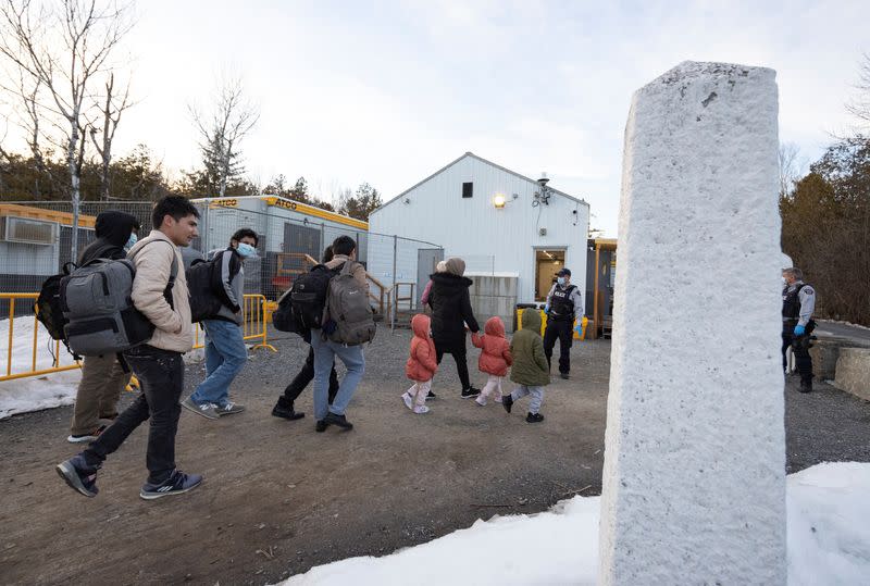 Roxham Road, an unofficial crossing point from New York State to Quebec for asylum seekers in Champlain