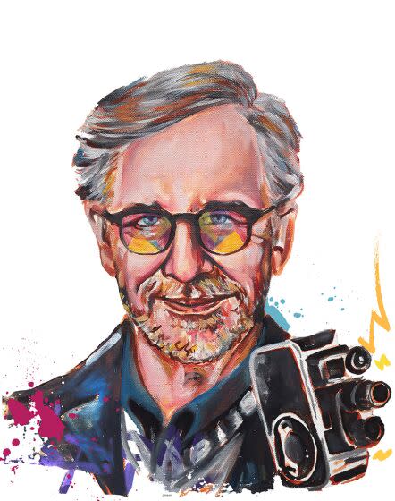 Illustration of Steven Spielberg for Who's Counting feature in The ENVELOPE 12/29 issue.