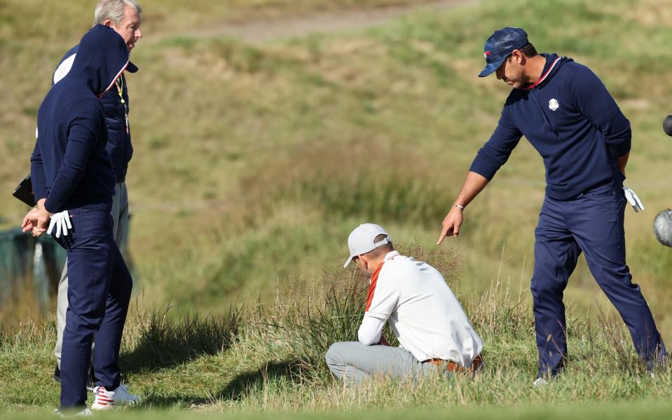 Berger and Koepka lashed out at two rules officials as they went on to lose to Garcia and Rahm in the morning foursomes  - GETTY IMAGES