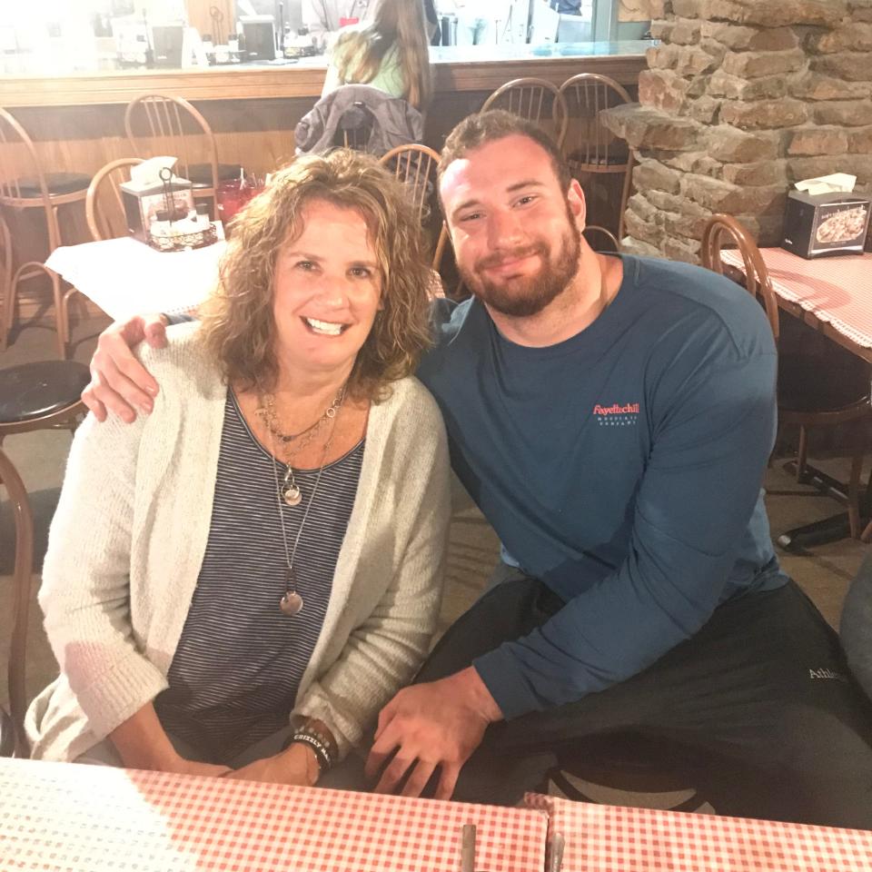 Lions offensive lineman Frank Ragnow and his mother, Marty.