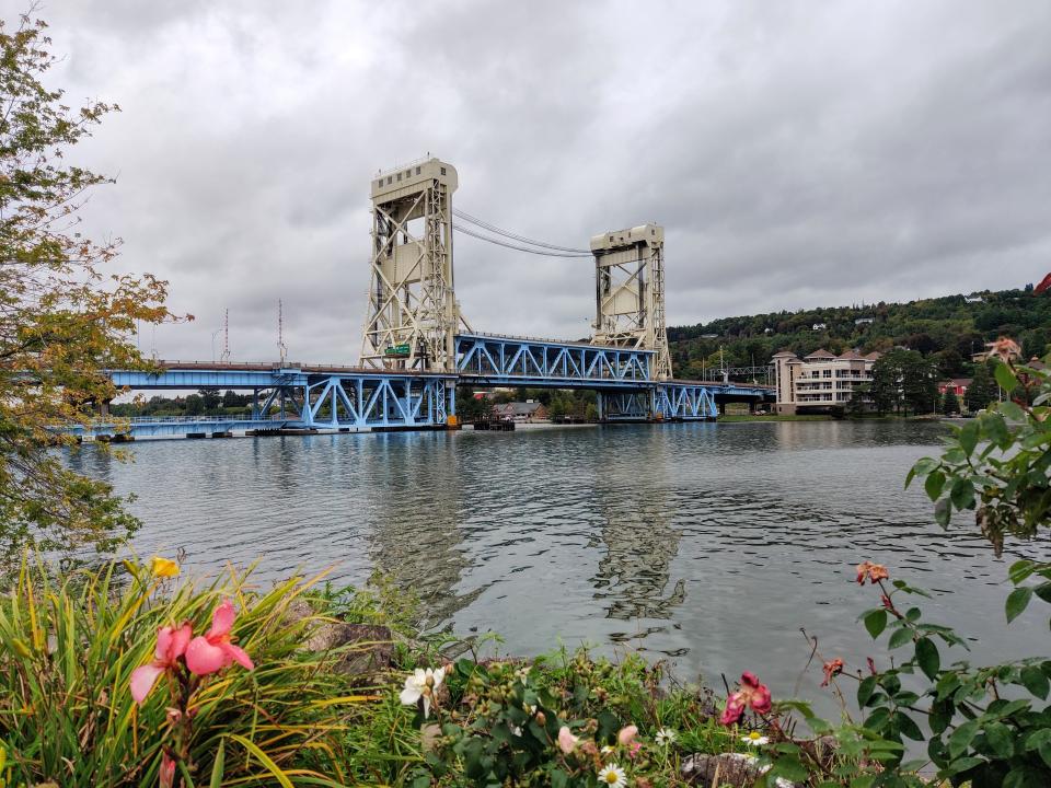 The Portage Lake Lift Bridge connects the cities of Houghton and Hancock in Michigan's Upper Peninsula. It is the only land route onto the Keweenaw Peninsula.
