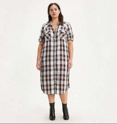 Plus size Fiora plaid shirt dress