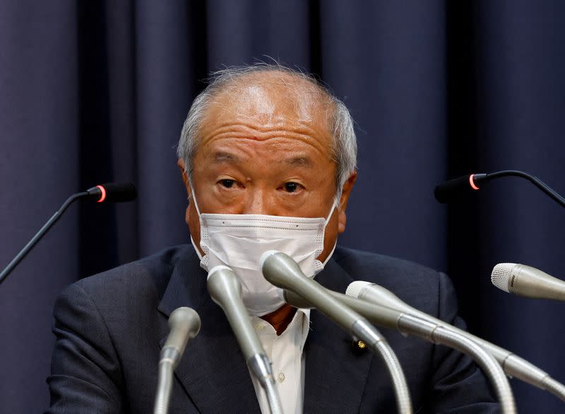 FILE PHOTO: Japan's Finance Minister Shunichi Suzuki speaks at a news conference after Japan intervened in the currency market for the first time since 1998 to shore up the battered yen in Tokyo