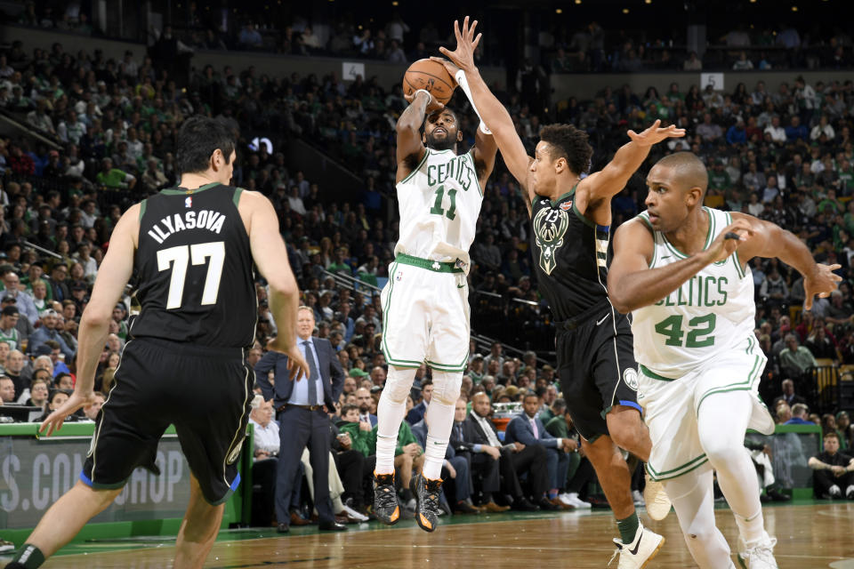 Kyrie Irving led the way for the Celtics. (Getty Images)