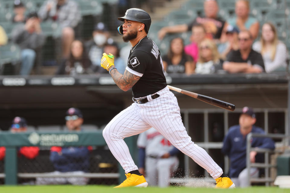 CHICAGO, ILLINOIS - OCTOBER 05: Yoan Moncada #10 of the Chicago White Sox in action against the Minnesota Twins at Guaranteed Rate Field on October 05, 2022 in Chicago, Illinois. (Photo by Michael Reaves/Getty Images)