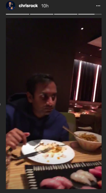 After the game, Aziz Ansari went out to eat with Chris Rock. (Image: Chris Rock via Instagram)