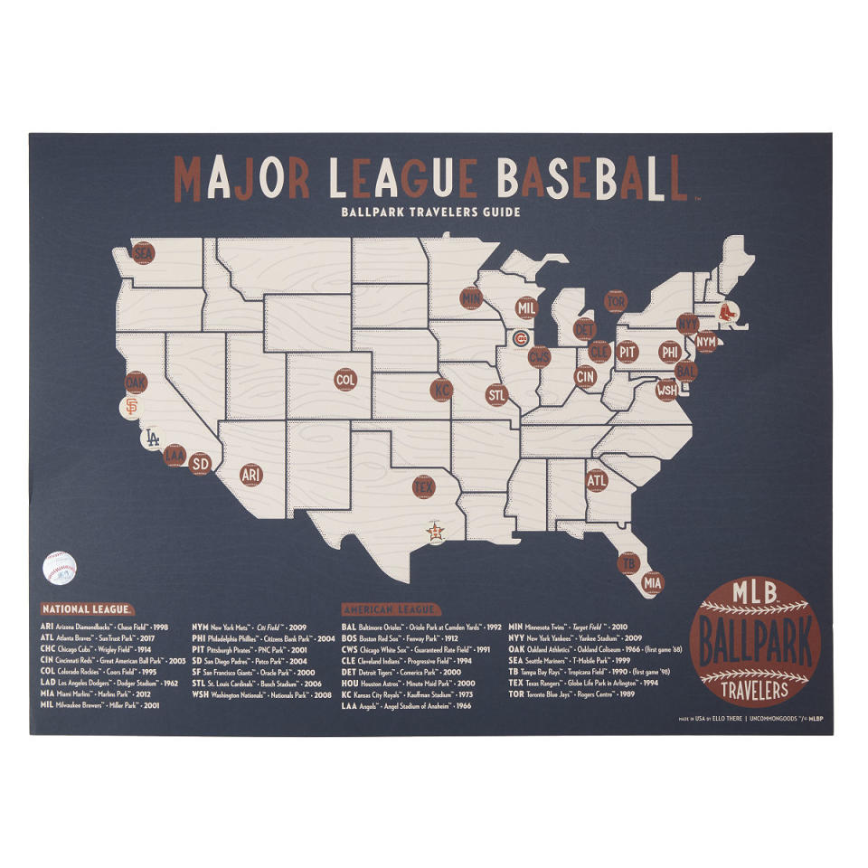 MLB Ballpark Traveler's Map | Ball Fields, Sports