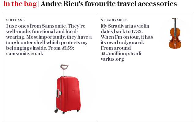 In the bag | Andre Rieu's favourite travel accessories