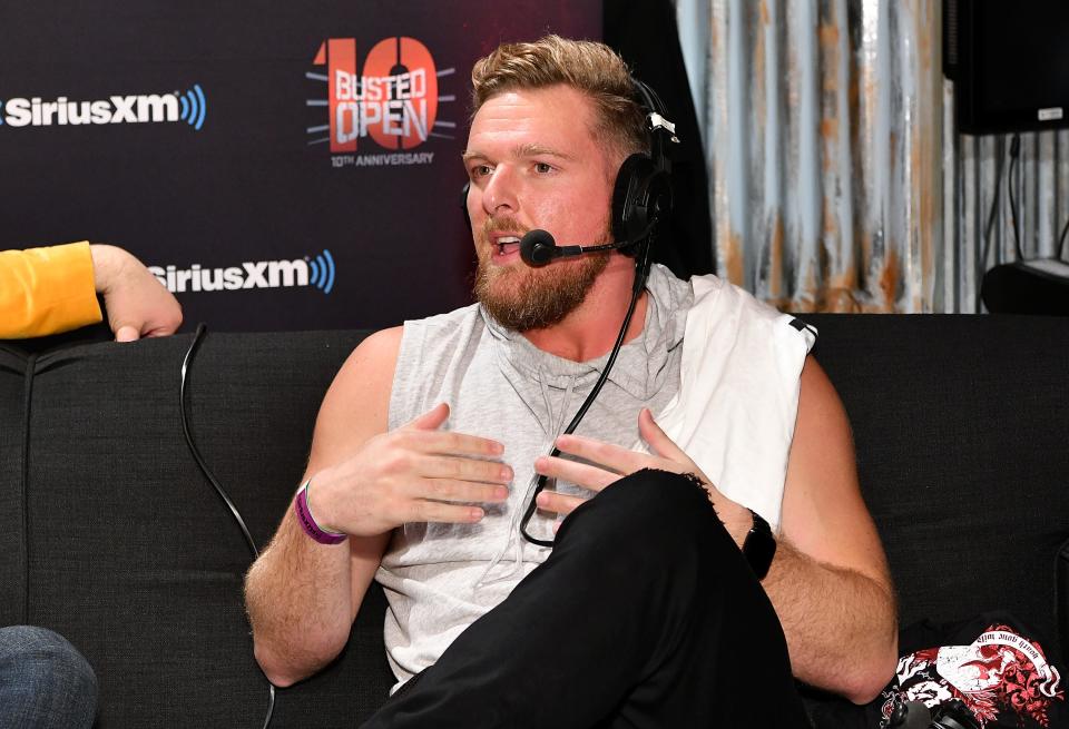 Pat McAfee attends SiriusXM's "Busted Open" celebrating 10th Anniversary In New York City on the eve of WrestleMania 35 on April 6, 2019 in New York City.