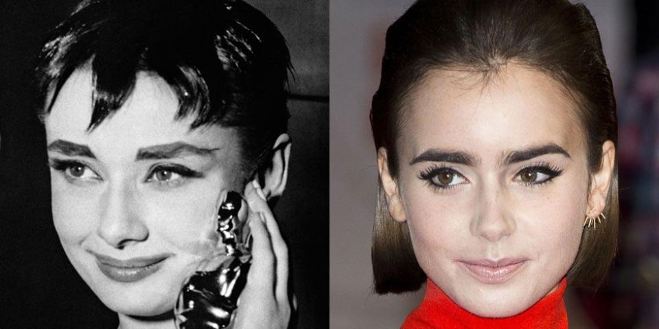 Audrey Hepburn (1954) and Lily Collins